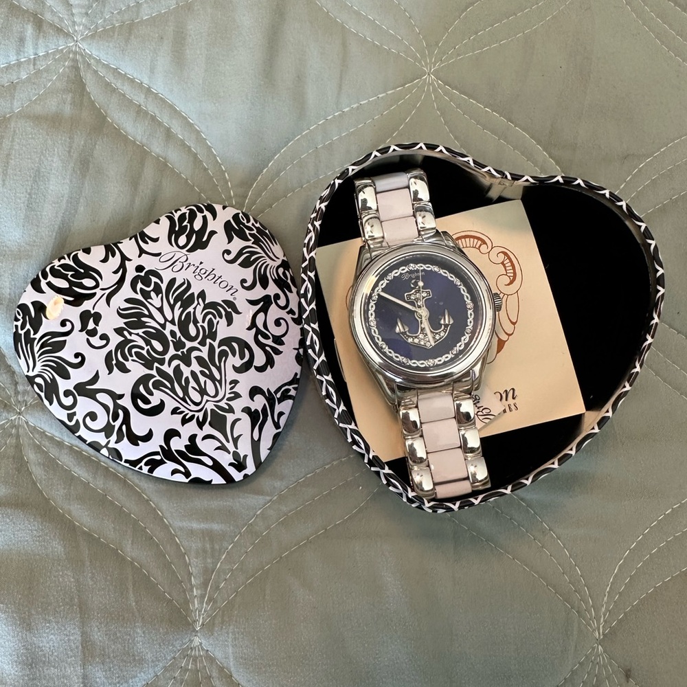Brighton Women's Silver and Navy Watch